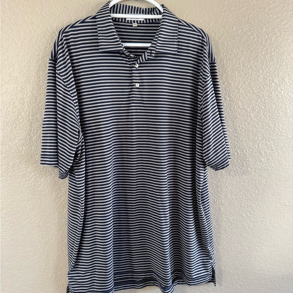 Peter Millar Men's Performance Jersey Polo - Navy and Grey
